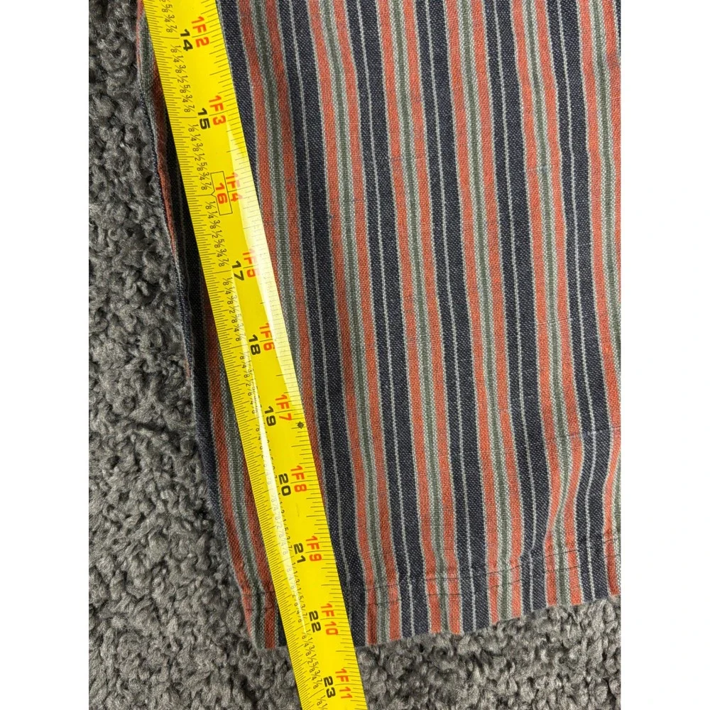 Territory Ahead Womens Small Striped Linen Capri Pants Elastic Waist Blue Orange